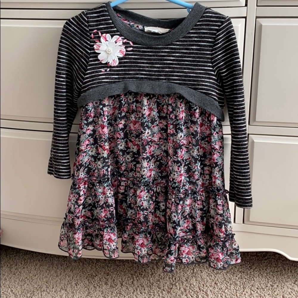 Hannah Banana Baby Doll Sweater Dress, Flower Trim